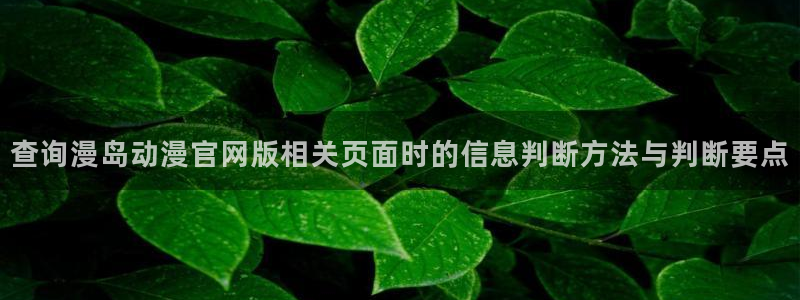 汗汗漫画网页版阅读:查询漫岛动漫官网版相关页面时的信息判断方法与判断要点配图